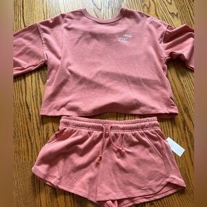 Hippie Rose Peach Two Piece Long Sleeve and Short Set (NWT)